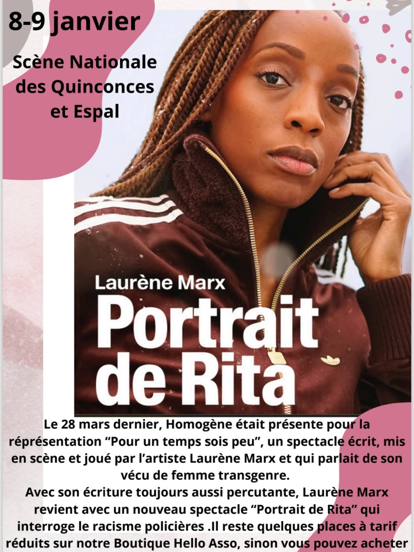 Portrait de Rita, le 9 janvier, l’Espal 20h